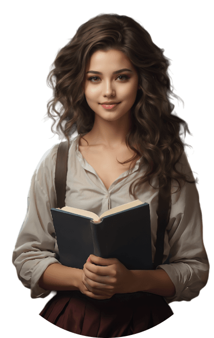 Girl Reading book with simle